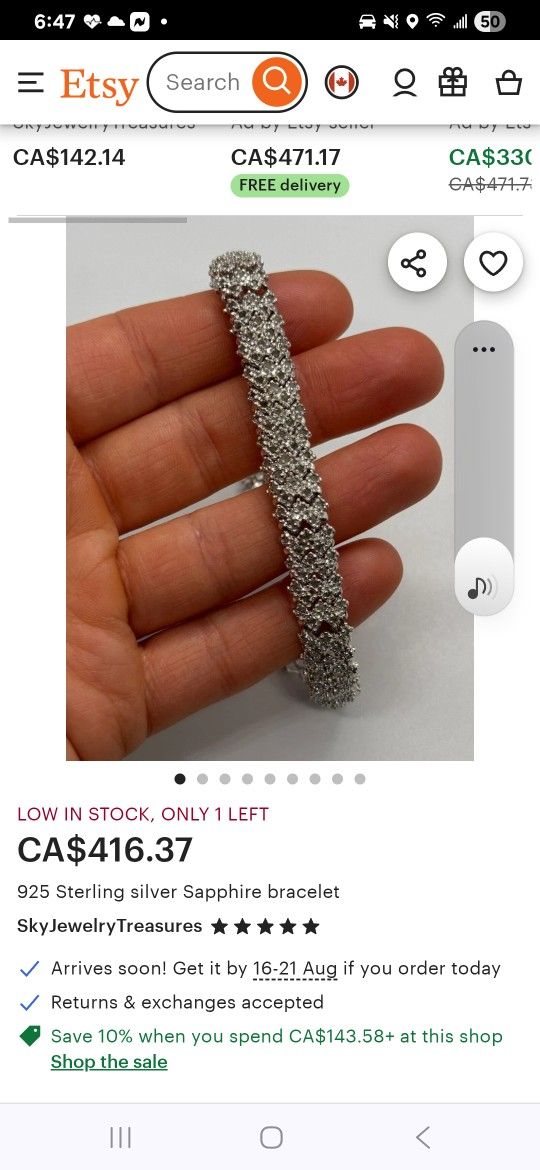 925sterling Silver. And Sappafire Bracelet