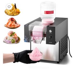 FOHERE Commercial Countertop Snowflake Ice Maker, 176LBS/24H Output, Stainless Steel Construction, Silver