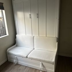 Queen Murphy Bed with Built-In Couch / Bench – Space Saving – $550
