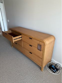 New wooden dresser 7 drawer, free delivery ✅ natural wood dresser with rounded edges, modern wood dresser