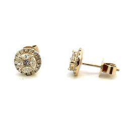 Men’s Woman’s 14k Yellow Gold Diamond .82 CTW Cluster Stud Earrings GP3122992