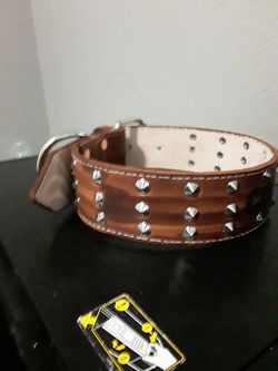 Dog collar 100%leather S,M,L,XL custom 2 inches width (collare para perros grandes resistentes todas las medidas)