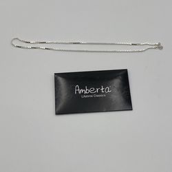 Amberta 925 Sterling Silver 2mm Venice Box Chain Necklace (18”)