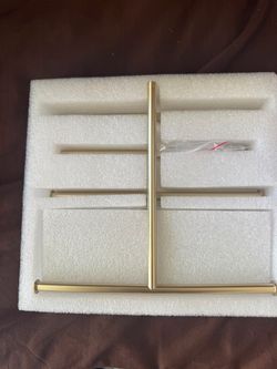 Lolalet 3-Tier Jewelry Organizer Stand, Metal Jewellery Holder, Dresser Display Rack for Necklace Earring Bracelets Rings, Gift for Women Girls -Gold