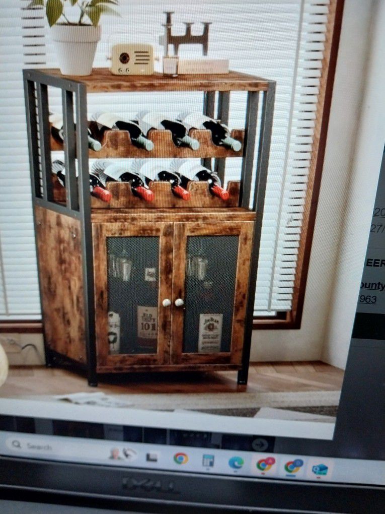 LED Wine Bar Cabinet Rustic