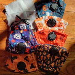 Halloween Fall Cloth Face Masks With Pm2.5 Carbon Filters