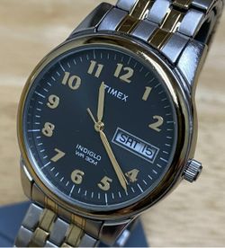 Vintage Timex Indiglo Men 30m Dual Tone Steel Band Analog Quartz  display picture 1