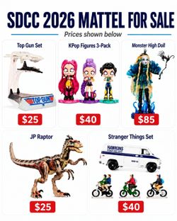 SDCC 2026 Mattel Exclusives – Monster High, Jurassic Park, Stranger Things & KPop