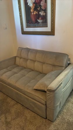 Pull out sofa sleeper light grey