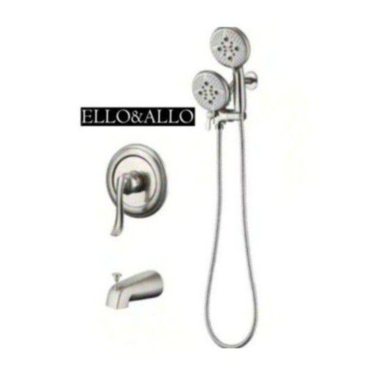 ELLO&ALLO Single-Handle 24-Spray Tub and Shower Faucet with 5 in. Shower Head in Brushed Nickel (Valve Included