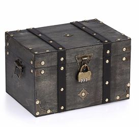 ELLDOO Wooden Treasure Chest With Lock