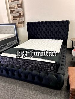 New queen bed frame with mattress