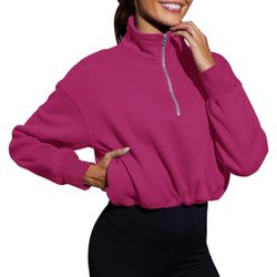 Crop Fleece Sweater Sz M (Brand New)