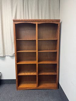 Tall Wood Bookcase with Double Columns