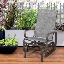 Outdoor Glider Chair, Lounge Rocking Chair with Sling Fabric and Steel Construction, Patio Swing Gliding Chair for Porch Balcony Backyard 