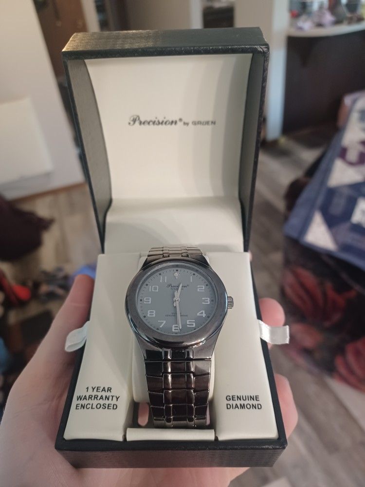 Precision By Gruen Quart Genuine Diamond Watch