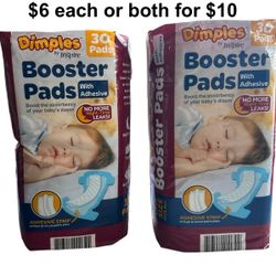 Dimples Baby Booster Pads w/ Adhesive 30ct Each | Diaper Insert Leak Protection