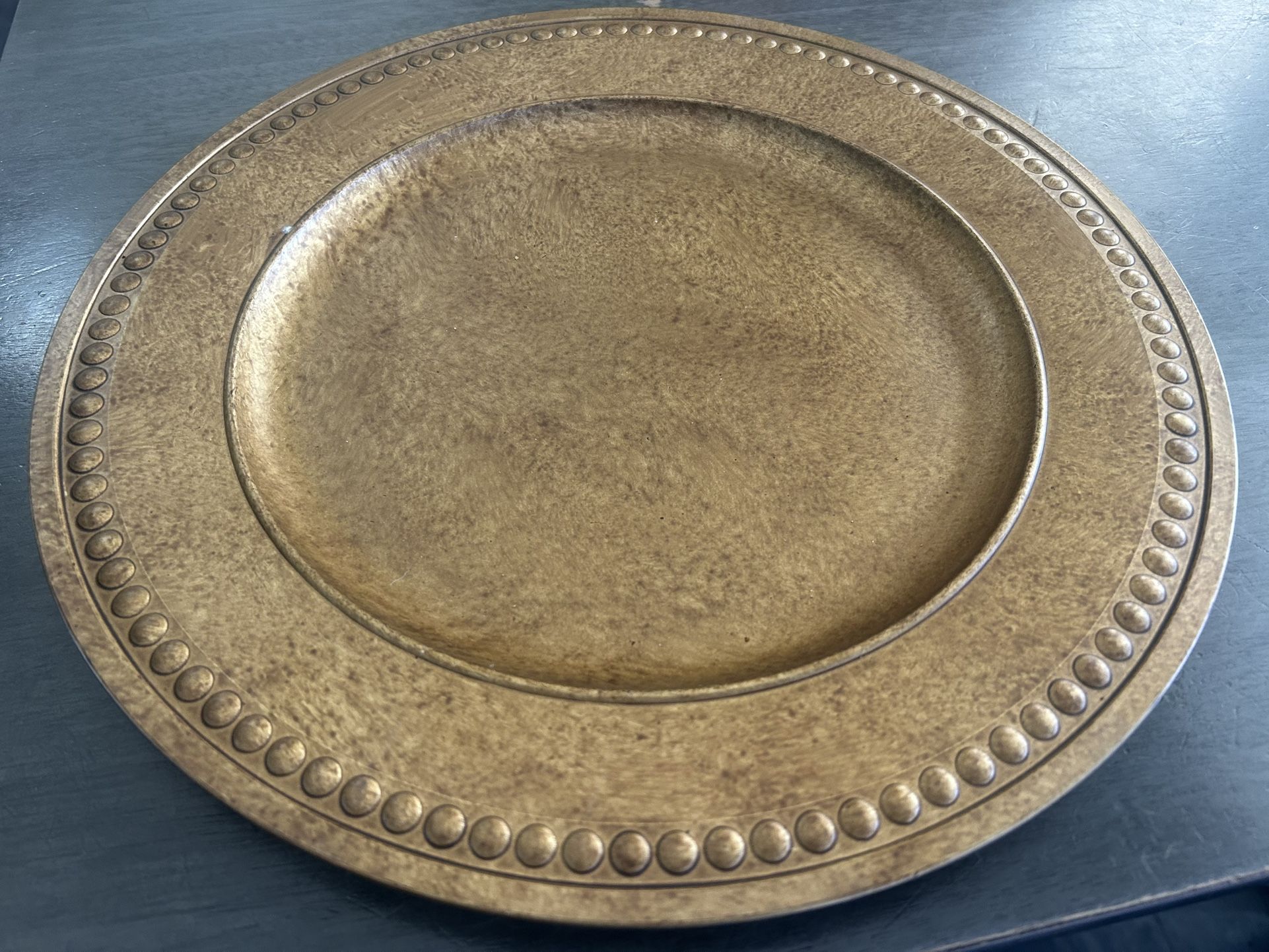 13" Antique gold charger plates