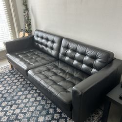 Black IKEA Leather Sofa