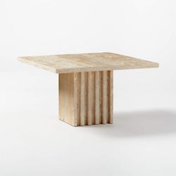 CB2 Carve Travertine Small Cocktail Table