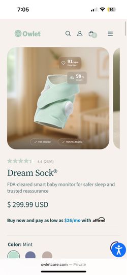 Owlet Dream Sock Mint