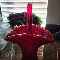 Ruby Red Crystal  Vase  Perfect Heavy Large 