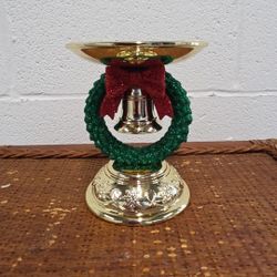 Bath & Body Works Holiday Wreath Pedestal 3 Wick Candle Holder NWT