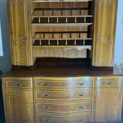 Vintage French Provincial Wood China Cabinet