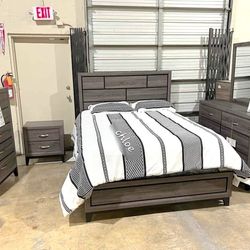 
\ASKdISCOUNTcOUPOn] queen King full twin bed dresser mirror nightstand bunk mattress /3pcs/🛎ake Gray  Panel Bedroom Set 