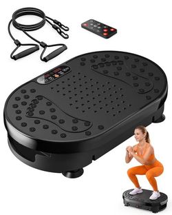 HTM Vibration Plate, Vibration Plate for Lymphatic Drainage, 9 Modes & 120 Speeds, Shake Plate with Resistance Bands Slot & Remote, 300 Lbs Load, Fat 