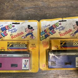2 Disney Mickey-Matic 110 Kodak Camera 80s 90s Memorabilia Unopened Sealed Mouse