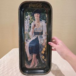 Vintage 1973 Coca Cola 1920s Flapper GARDEN GIRL Coke Rectangular Metal Serving Tray