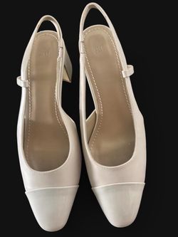 H&M Cream Slingback Block Heel Pumps