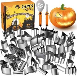 NEW! Pumpkin Carving Kit Halloween, Stainless Steel Tools, (24 Pieces) *no box*