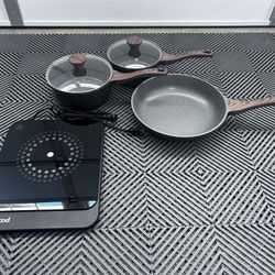 Induction Hot Plate w/ Induction Pots and Pan 