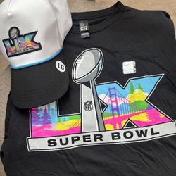 Super Bowl Game Day Shirt And Hat- New 