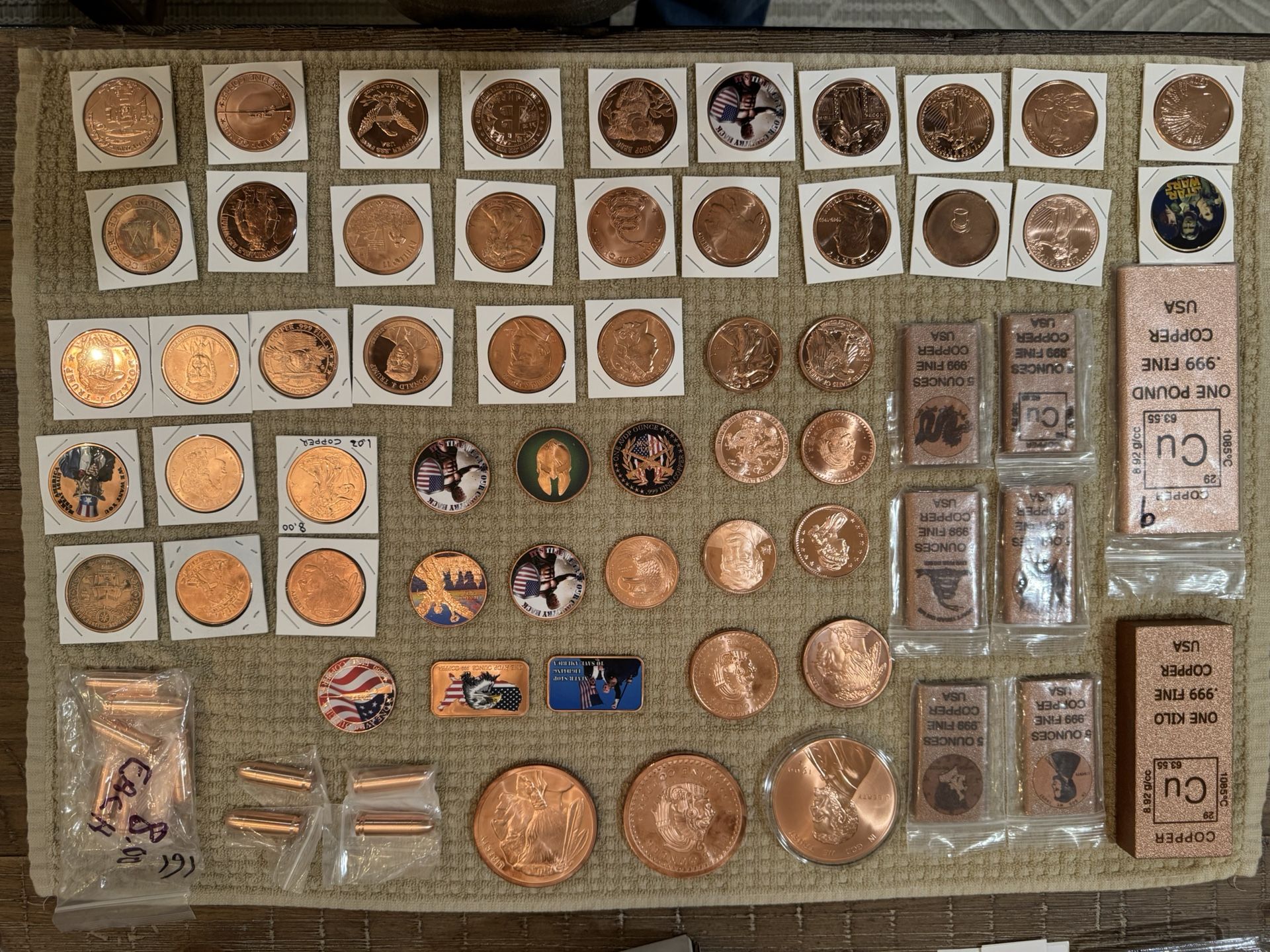 Various Weights And Sizes Of Copper Collectibles And Coins