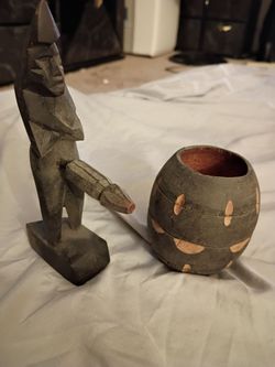 VINTAGE 1970's NAKED WOOD MAN IN A BARREL