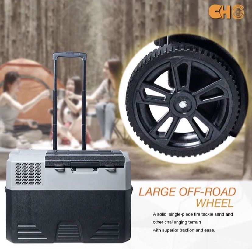 cho POWER SPORTS Portable Freezer Cooler AC/DC Compressor Refrigerator Fridge Trolley Wheels for Truck RV Boat Party Picnic Camping (42 Liter)