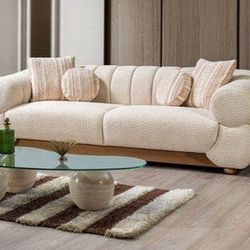 CREAM BOUCLE SOFA 