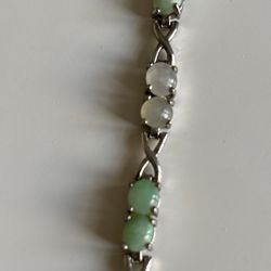 Jade and Silver Tone Bracelet