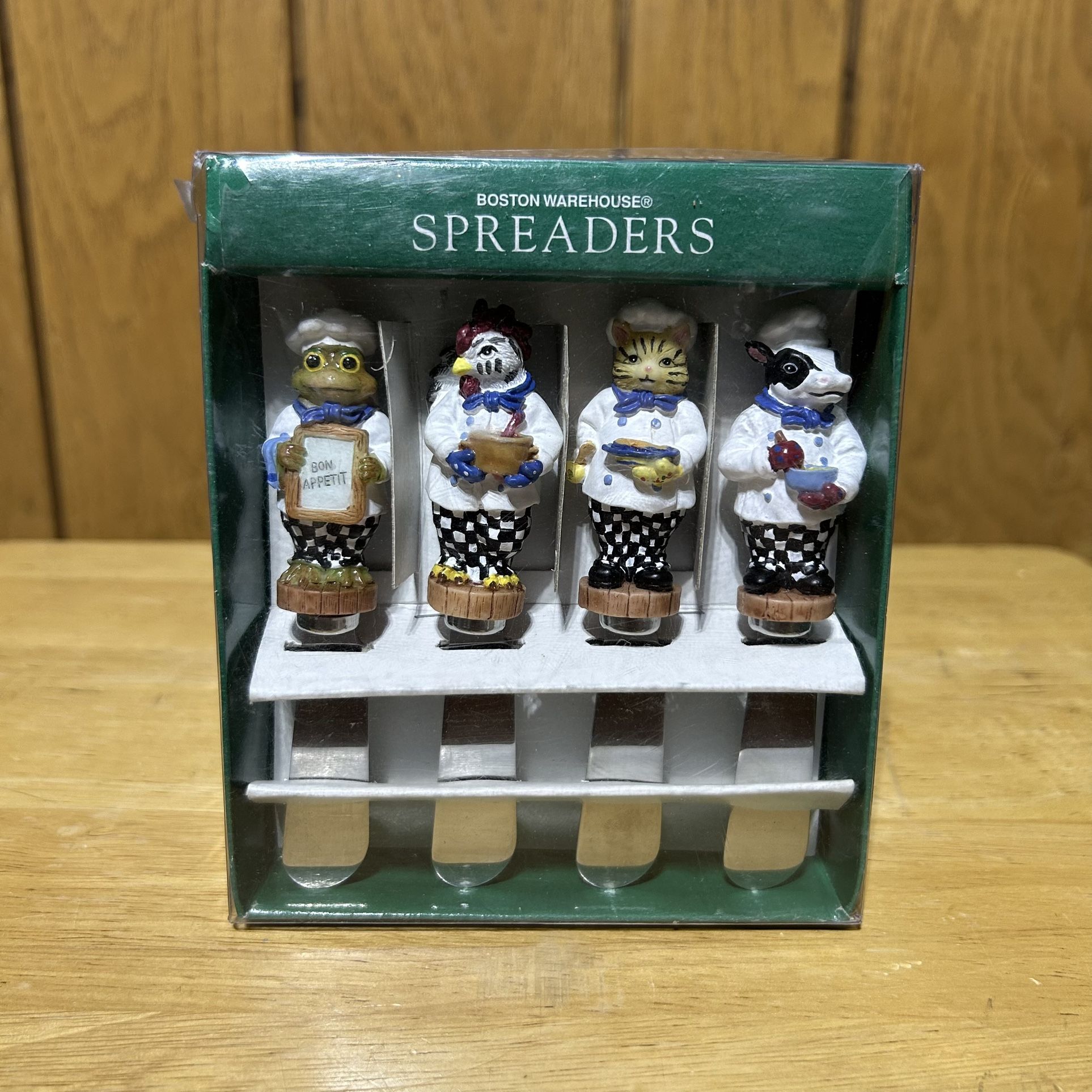 Boston Warehouse Spreaders Cheese Knives Animals Chef Stainless Steel 1998 NEW