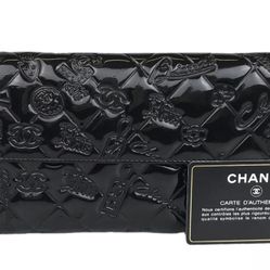 Chanel Icon Symbols Charms Patent Leather Wallet