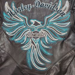 Womens Swarovski Crystal Harley Davidson Medium Leather Jacket