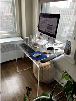 CB2 Peekaboo Acrylic Desk table vanity table Cb2 Desk Clear Desk Console Office