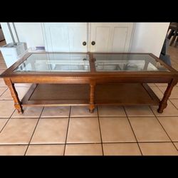 Glass Wood Coffee Table 