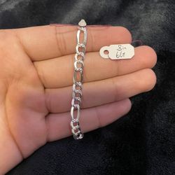 925 Silver Figaro Bracelet With Diamond Cut