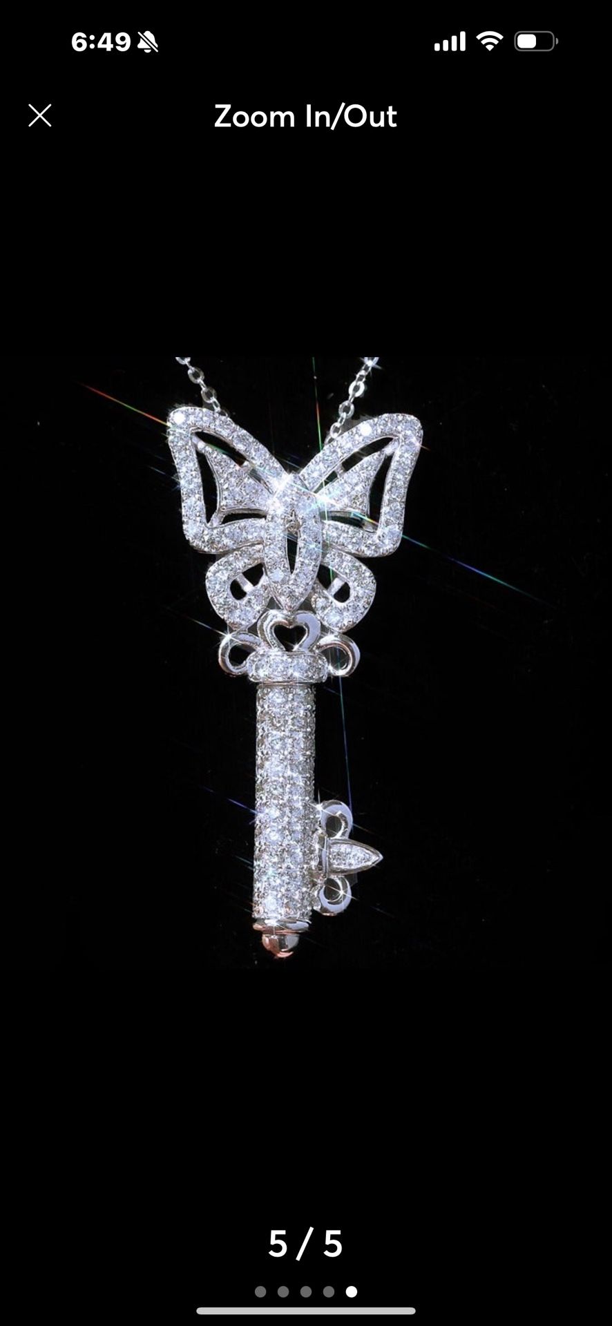 Crystal Butterfly Key Necklace (18” Chain)