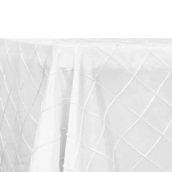 Qty 7 White 120" Pintuck Round Tablecloths