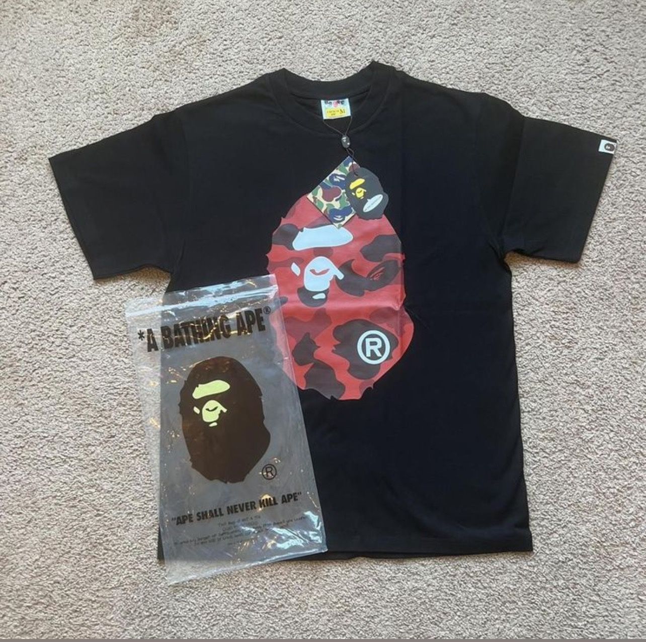 Bape Tee Black And Red Size Large